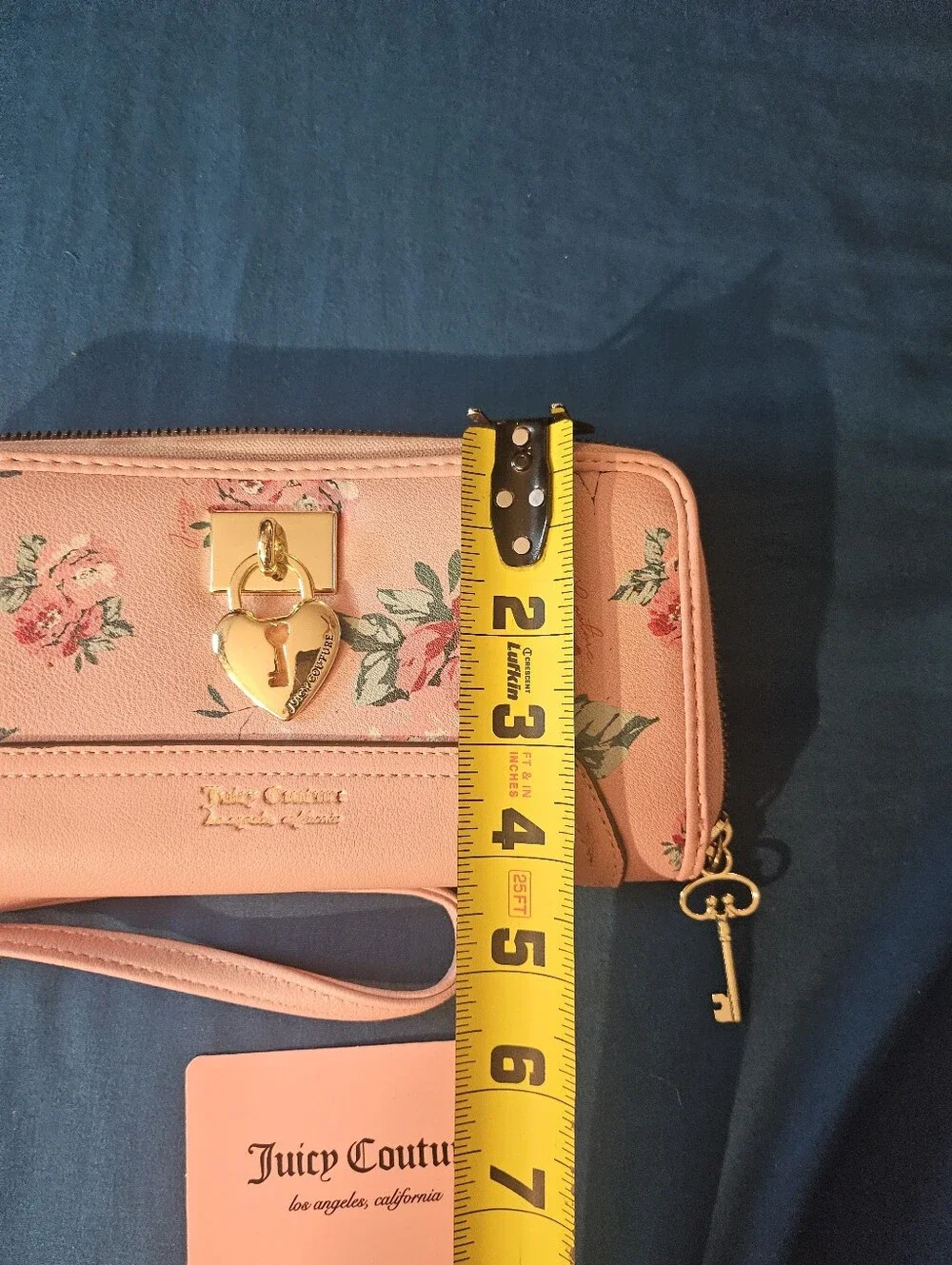 Juicy Couture Pink Floral Heart-Lock Wristlet Wallet